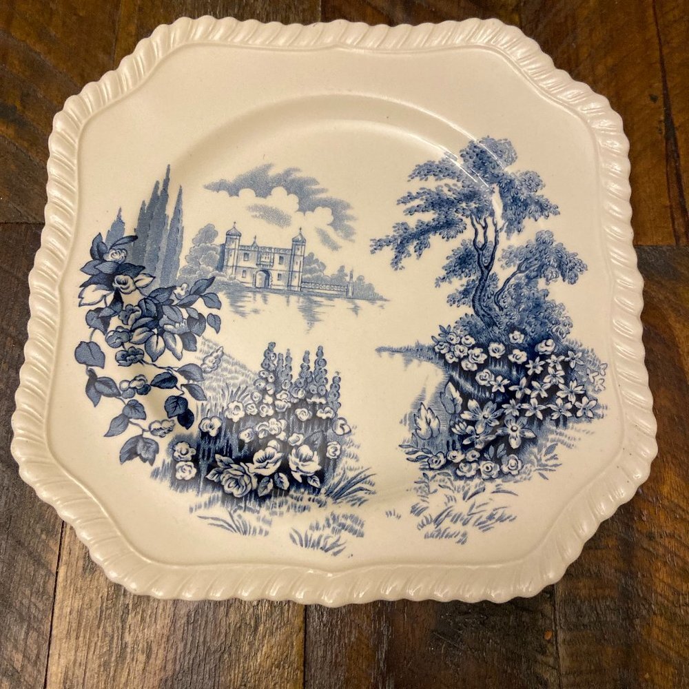 VINTAGE Johnson Bros Plate blue white